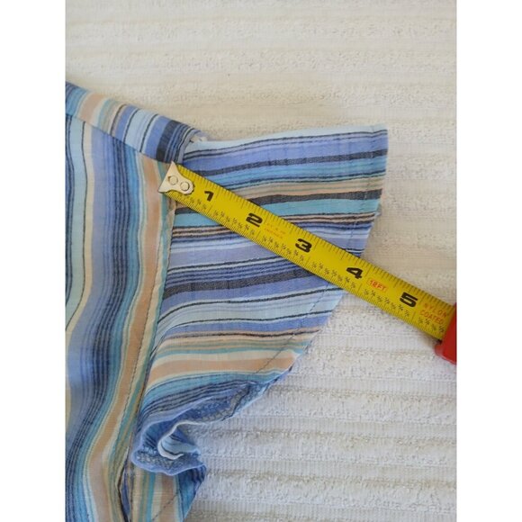 Cocomo Womens Blouse XL Blue Striped Flutter Sleeve Office Career Casual - Picture 14 of 15